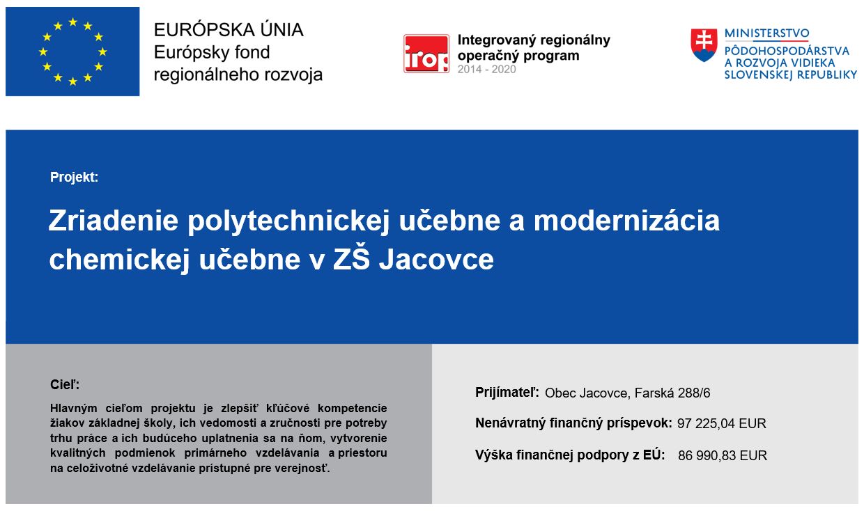 Plagát - Informácia o poskytnutí nenávratného finančného príspevku z IROP